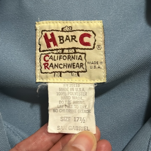 Vintage H Bar C Ranchwear Western Rodeo Embellished Pearl Snap Shirt Blue 17-1/2 - Picture 9 of 9